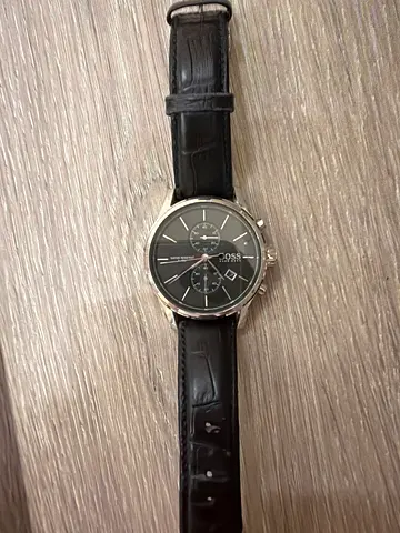 Hugo Boss men's wristwatch with black leather strap