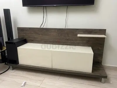 Modern TV Unit with Dark Wood Finish