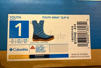 winter ankle boots - quilted blue, unused in box. size 32