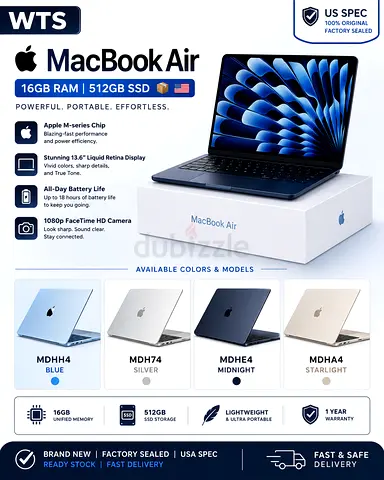 Brand New Apple MacBook Air M5 Series 16GB RAM 512GB SSD