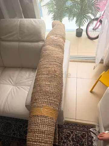 Natural woven jute rug - rolled, good condition, large size