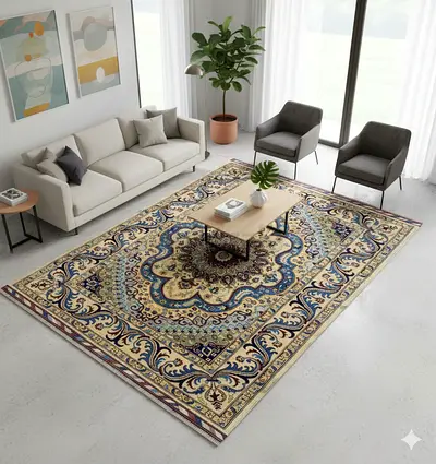 Classic Traditional Area Rug with Ornate afghani patterned , CHOBI handmade Carpet .Size 1:50x2.00