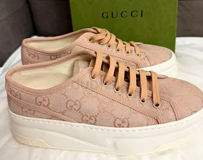 Gucci GG Sneakers in Beige Pink Size 38