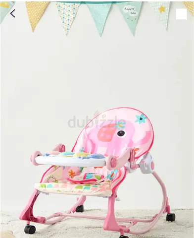 Pink Baby Rocker/Feeding Seat with Tray and Wheels - Never used