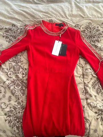 Red embellished Jenny Packham long-sleeve women's dress - brand new with tags