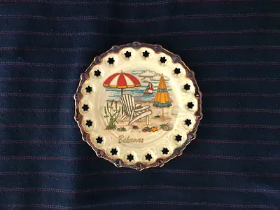 Vintage Souvenir BAHAMAS Ceramic Plate Wall Hanging