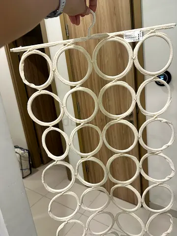 Hanging circular scarf/tie organizer - 24 loops, white