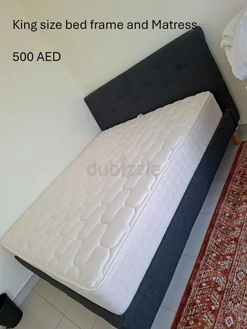 King size bed frame with mattress - good condition