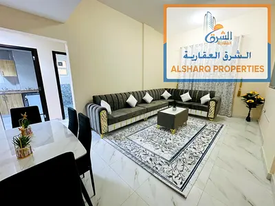 للإيجار الشهري  أجمل الشقق وأقل الأسعار في كورنيش عجمان  شقة غرفتين وصالة  فرش جديد بالكامل  2 حمام  بلكونة  تكييف مركزي  موقع حيوي وسياحي قرب دوار ال
