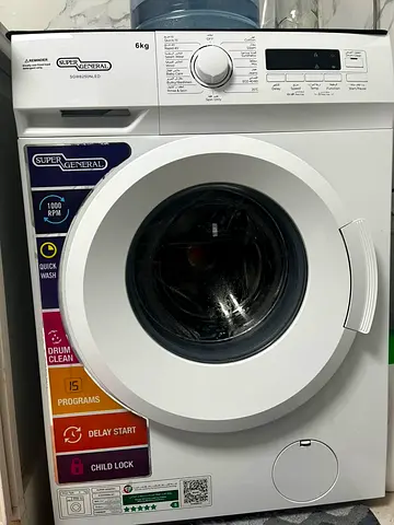 Super General 6kg Front Load Washing Machine - 1000 RPM, 15 Programs