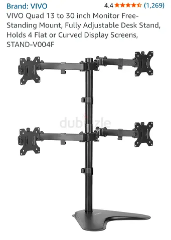 LG 27 inch monitors and VIVO Quad mounting Monitor Desk Stand — Holds 4 x 13–30 inch Screens