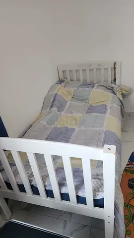 Ikea 2 Beds 90+200 white wooden bed frame with one new mattress