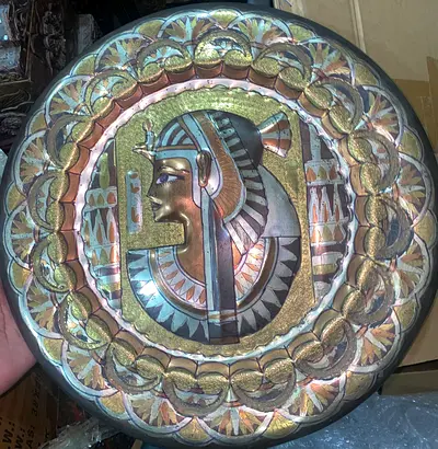 Egyptian designed copper plate 39cm length