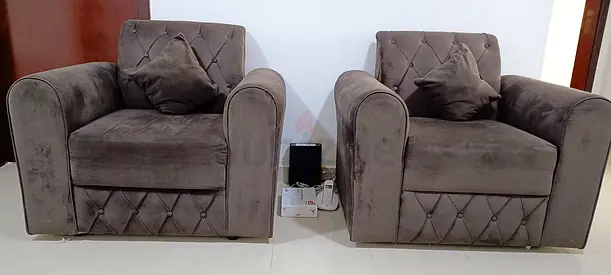 Single Sofa Set for Urgent Sale - Brown 2 pcs set