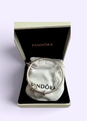 Pandora Silver Bangle Bracelet with Charms (Boxed)