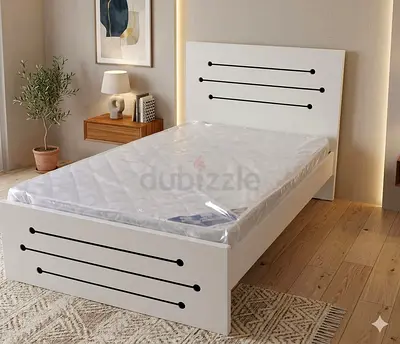 120cm 190cm twin size white wooden bed frame with mattress - modern design