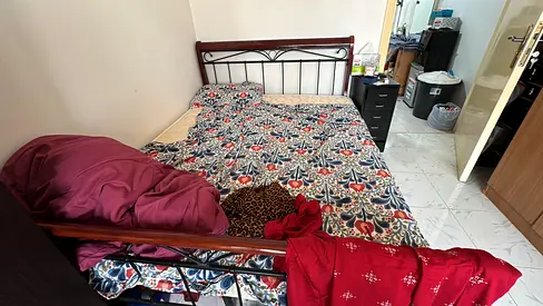 KING SIZE STEEL COT WITH MATTRESS