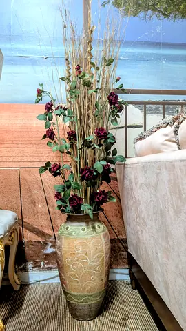 Tall Decorative Floor Vase with Artificial Flowers