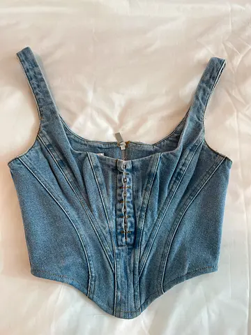 House of cb, Denim corset-style sleeveless top, size xs