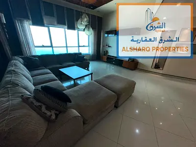 للايجار السنوي كورنيش عجمان 3600 قدم 3 غرف 3 حمامات 2 بلكونه إطلالة بحر جيم مسبح باركن 120 الف 4 دفعات