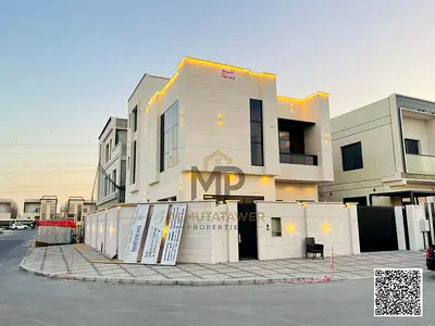Villa (corner) for sale in Ajman | Al Yasmin area | 6 rooms, majlis, hall, maid's room and roof | Freehold | Price includes water, electricity and cen