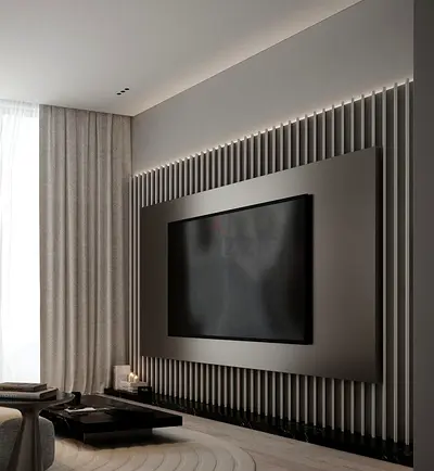 Modern Wall-Mounted Entertainment Center Panel - Gray
