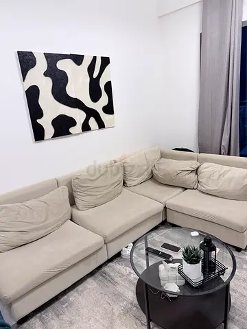 Light Beige Chelsea Modular Sectional Sofa with Ottoman