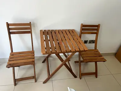 Compact wooden folding bistro set - table + 2 chairs
