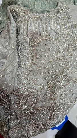 Beige heavily beaded embroidered women's dress/top - elegant occasion wear