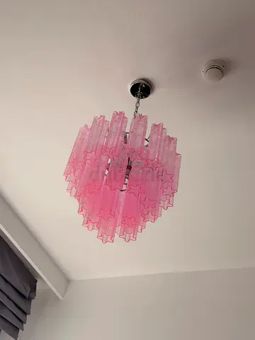 Pink Glass Star Chandelier - Decorative Ceiling Light