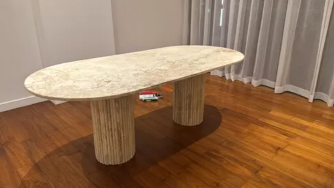 Custom made Travertine marble dining table