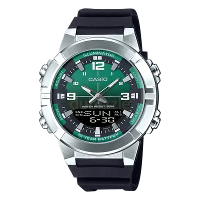 CASIO AMW-870A-3AVDF Casio Illuminator Men's Watch - Green Dial, 10-Year Battery