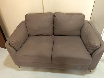2+3 seater brown fabric sofas in good condition