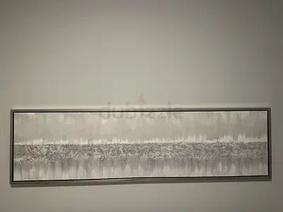 Large Horizontal Abstract Grey Wall Art Painting with Frame