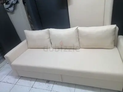 Comfortable 3 Seater Sofa bed in Beige Fabric