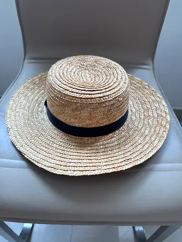 ASOS Straw boater sun hat with black band - great condition