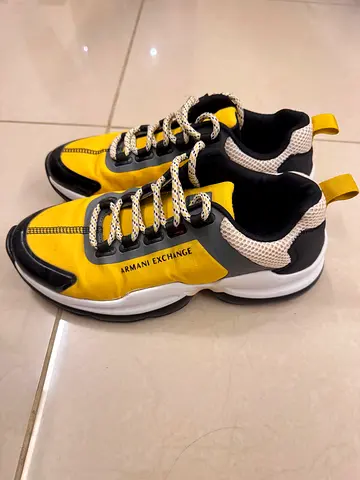 Armani Exchange Yellow and Black Sneakers EUR 41