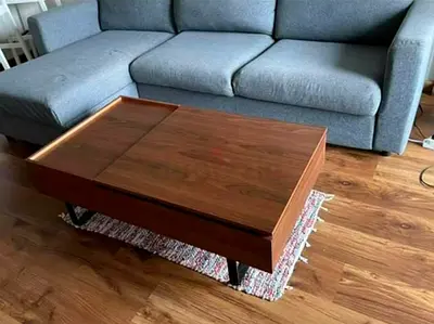 Mid-century Modern Wooden Coffee Table with Storage — Good Condition