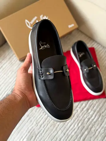 Black calf leather loafers