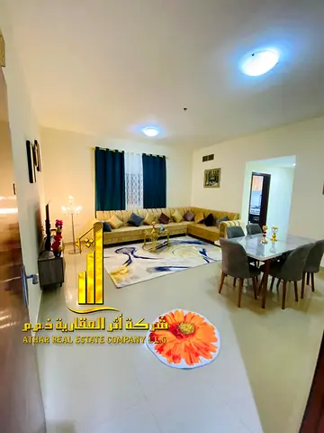 Luxury apartment, second occupancy, one bedroom and living room with an open view. Ajman, Al Nuaimiya. Fully furnished for monthly rent.