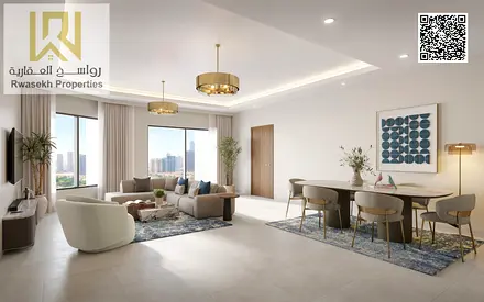 شقة غرفتين وصالة فخمة فى ajman pearl tower مقدم 50000 درهم فقط