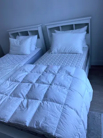Pair of White Single Beds with Headboards and mattresses - Excellent Condition of new beds.