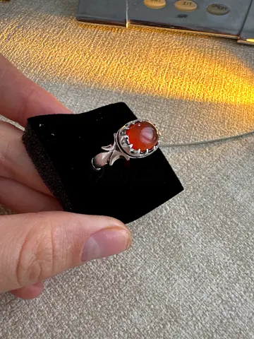 Silver Ring with yellow agate