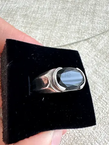 Silver Ring with Large black onyx