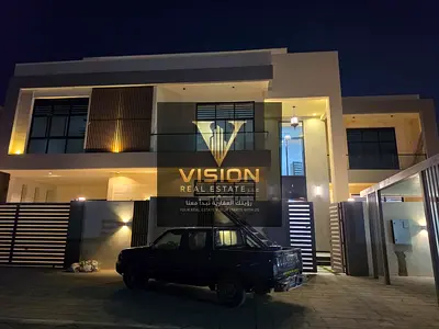 فيلا للبيع في عجمان المويهات 1 فيها مصعد وتكييف مركزي شاملة ماء وكهرباء  ارضي واول وروف فيها حديقة وشلال  مساحة الارض 5000 ومساحة البناء 6705 مع مضلة