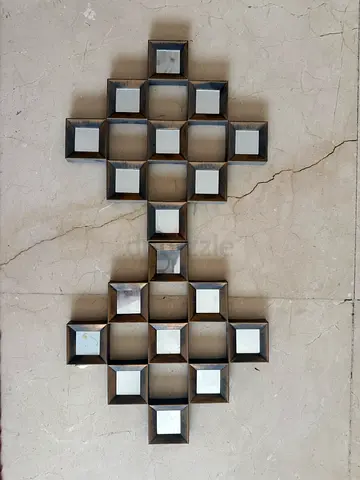 Pair of Geometric Wall Mirrors - Decorative Mirrored Tiles Set
