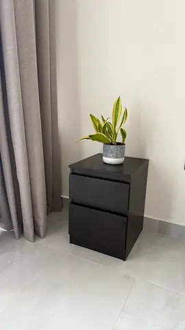 IKEA black bedside nightstand with 2 drawers - good condition