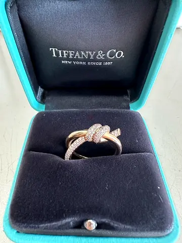 Tiffany  Co. Knot Ring - 18K Gold with Pavé Diamonds, original price 31,000 AED