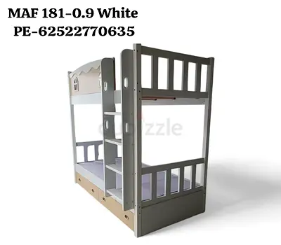 White Wooden Bunk Bed with Storage Drawers - Kids Double Bunk