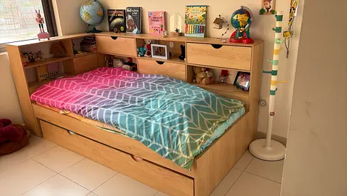 Kids Daybed with Storage and pull-out Trundle